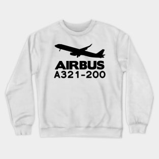 Airbus A321-200 Silhouette Print (Black) Crewneck Sweatshirt